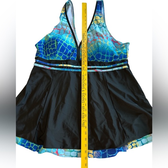 2 Piece Plus Sz 22W Tankini Swim Suit Boy Short Bottoms Alligator Print Pattern - Picture 8 of 11